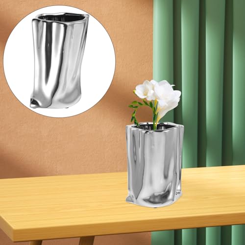 Vase en céramique argenté pour fleurs séchées et table - 8