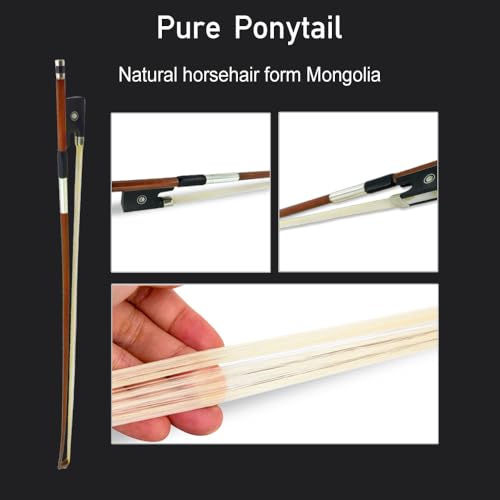 Image of Vetimobato 1 /2 Violin Bow - Brazilwood with Ebony Frog & Natural Mongolian Horsehair - Perfect for Adults, Students, Beginners - Traditional Fiddle Bow for 1 /2 Violins (1 /2)