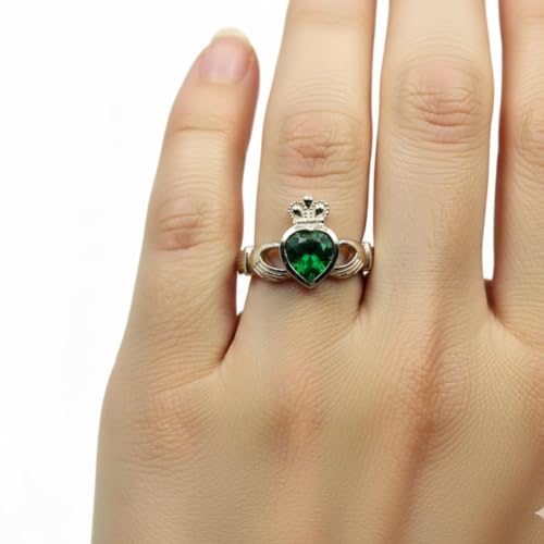 Image of Choose Your Color Natural Gemstone Irish Claddagh Silver Ring Friendship Love 55 Carat Brand Size 5 to 12