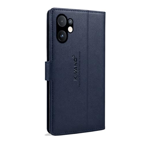 Image of KIVANO LUXE for Vivo V60E 5G / Vivo T4 Pro 5G / Vivo V60 5G Luxury Handmade Leather Magnetic Flip Folio Case | Card Holder & Kickstand | Slim Protective Cover | Unisex - Blue