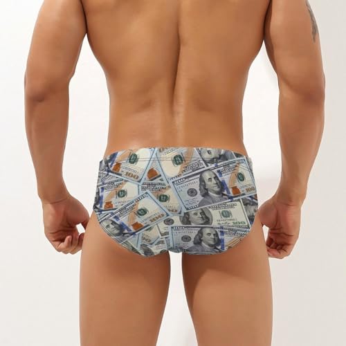 100 Dollar Bills Men's Swim Brief Sexy Bikini Swimwear Swimsuit Trunks Bathing Suits2