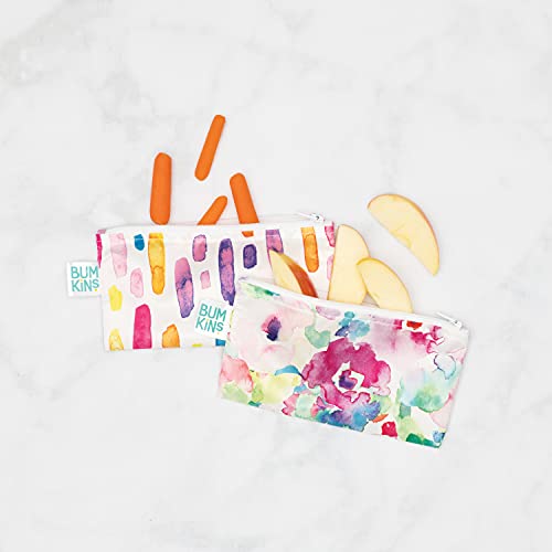 Bumkins Snack Bags, Reusable, Washable, Food Safe, BPA Free, 2-Pack – Watercolor & Brushstrokes - Image 3