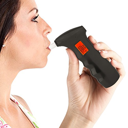 Breathalyzer, Portable Breathalyzer Alcohol Tester, Digital Alcohol Tester with LCD Display & 5 Mouthpieces, Black