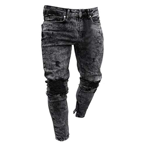 Ymosrh Mens Jeans Denim Pants Distressed Ripped Freyed Slim Fit Jeans Trousers Men's Stretch Pants3