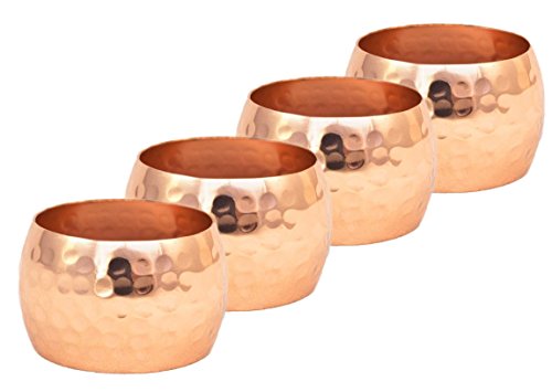 Alchemade Set of 4 Hammered Copper Napkin Rings - Elegant Napkin Rings Holders for Thanksgiving, Christmas, Holidays, Weddings, Parties, & Special Dinners