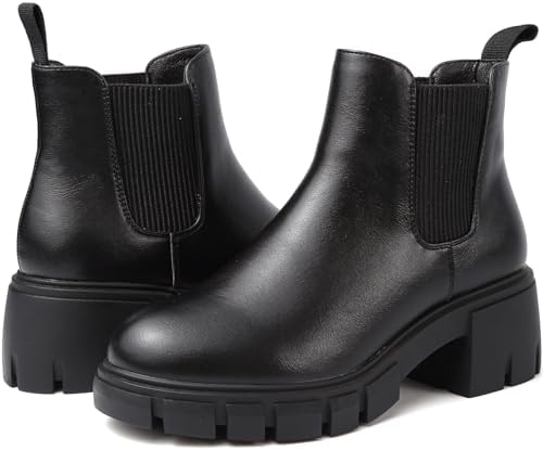 Chelsea Boots Women Short Boots for Women Dressy Ankle Boots Womens Platform Chunky Heel Boots for Women Fall booties Para Mujer Waterproof