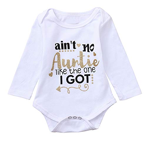 Keliay Infant Baby Girls Boys Long Sleeve Letter Print Clothes Jumpsuit Romper Outfit White