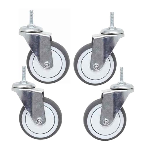 ZYBOWAYL 3 Zoll Schwerlast Strandkorbrollen mit Bremse M10*25mm Gewinde Möbelrollen aus Gummi Industrielle transportrollen for Schwere Ausrüstung 4 Stück (Size : Swivel)