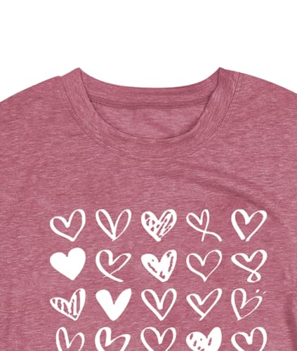 Image of Valentines Shirts for Women Valentine Love Heart Printed Graphic Tshirt Cute Girls Casual Top