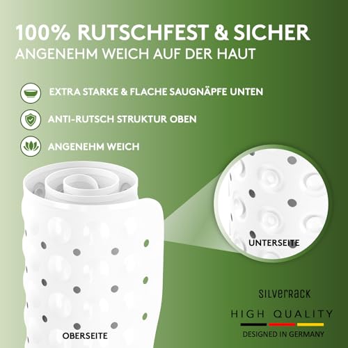 Foto von SilverRack - rutschfeste, BPA-freie Duschmatte 53 x 53 cm für Kinder, maschinenwaschbar und schimmelfrei (Weiß)