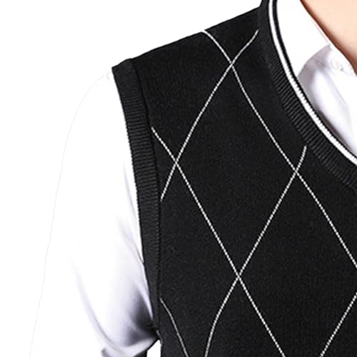 Men's Diamond Knitted Vest Male Slim Fit V Neck Sweater Vest Man Sleeveless Casual Business Knitwear Vests4