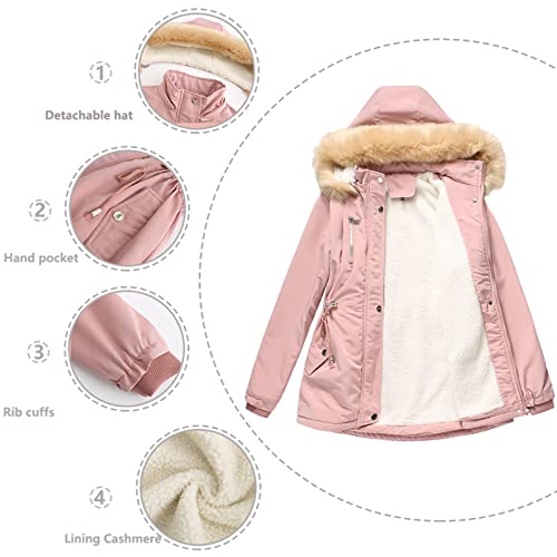 Easyoyo Casacos de inverno femininos sólidos e quentes com capuz, jaqueta grossa e acolchoada, casac