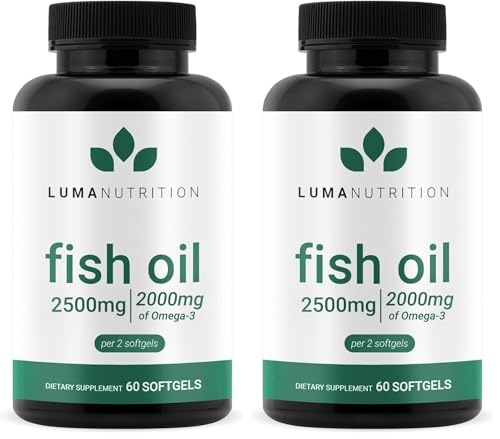 Image of Luma Nutrition Omega 3 Fish Oil Supplement 2500mg - 60 Softgels (Pack of 2)