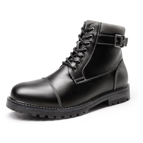 Bruno Marc Men's Combat Motorcycle Boots with Fur Lining Cover