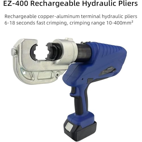 Pinza crimpatrice idraulica – Pinza crimpatrice elettrica ricaricabile per capicorda 16 – 400 mm² con alimentazione a batteria, include 12 paia di matrici per applicazioni industriali