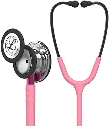 3M Littmann Classic III Monitoring Stethoscope, Mirror Chestpiece, Pearl Pink Tube, Pink Stem and Smoke Headset, 27 inch, 5962
