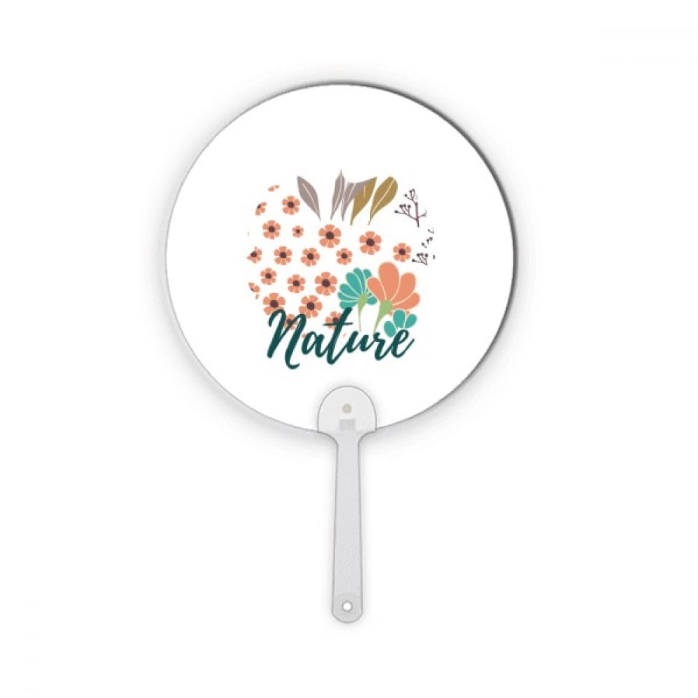 Éventail rond portable en plastique peinture fleur d'oranger