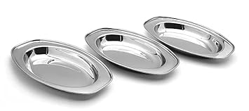 Stainless Steel Oval Plate Set of 3 | Multipurpose Snack, Rice, Dahi, Chaat & Sabzi Serving Dish | Durable Rust-Resistant Kitchen & Dining Plate