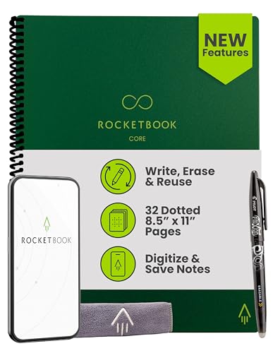 Rocketbook Core Reusable Notebook (Letter, Dot-Grid, Green)