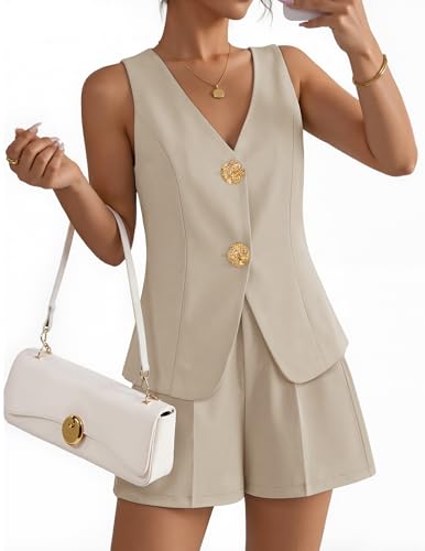 ZESICA Womens Summer Casual 2 Piece Short Sets 2026 Sleevele...