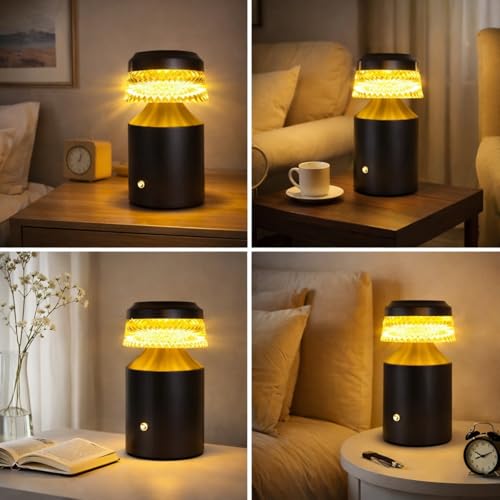 Image of One94Store Acrylic Crystal Desk Lamp Design-2 | Touch Control Dimmable Warm Light | USB Rechargeable Decorative Table Lamp for Bedroom, Living Room & Cafe