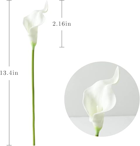 Miniatura 7 de Veryhome 20 flores artificiales de lirio blanco para bricolaje, ramo de boda, centros de mesa, decoración del hogar (blanco)