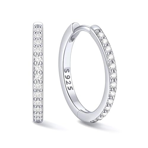 Chicsilver 925 Sterling Silver Huggie Earrings for Women 14K Gold Plated Silver Hoop Earrings for Women Hypoallergenic Small Cubic Zirconia Huggie Earring (6/8/10/12/14/16/18/20mm) 6MM Gold