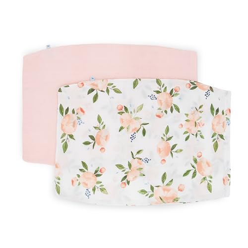 Image of Little Unicorn Standard Pillowcase 2 Pack | Super Soft & Breathable Muslin Fabric | Snug Envelope Closure | for Crib and Toddler Bed (Watercolor Roses Grande 2)