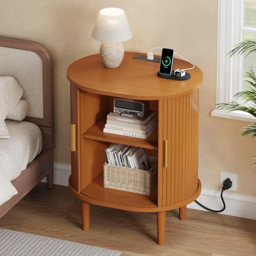 DHH Mid Century Nightstand with Charging Station