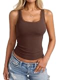 Eachyes Lace Trim Cotton Ribbed Tank