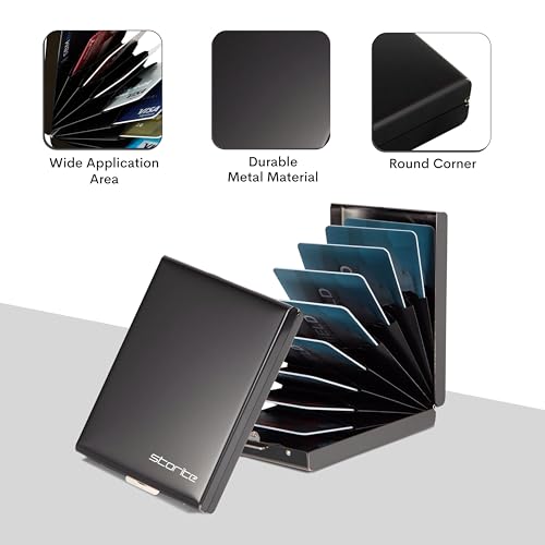 Storite 10 Slot RFID Blocking Vertical Metal Slim Credit Debit ATM Card Holder Wallet for Men and Women (Black-9.5 x 6.6 x 1.9 CM) 4 41Z5tNLe7WL