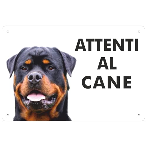 🐾 DESIGN REALISTICO: Immagine ad alta definizione del Rottweiler, ideale per segnalare la presenza del tuo guardiano in modo chiaro ed elegante.
