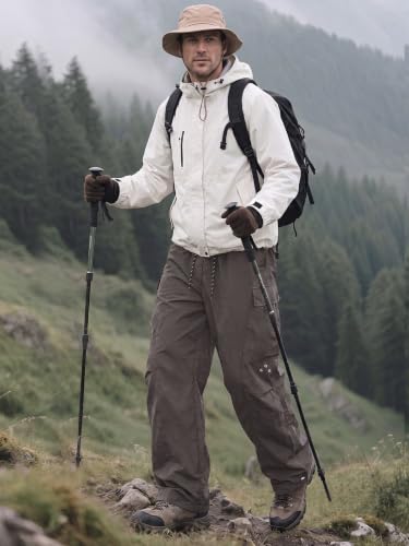 Areant Mens Baggy Hiking Cargo Pants Parachute Water Resistant Lightweight Wide Leg Pants Outdoor Climbing Trousers Light Coffee Medium — view 3