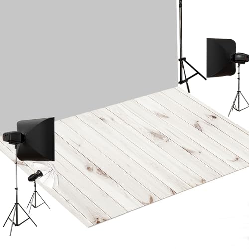 Kate White Wood Photography Mat Non-Slip Rubber Floor Backdrop for Studio Product Photography, Flat Lay & Video Shooting, Crush-Resistant Reusable Surface for Photographers 8x5ft by Kate - Used condition - US$88.55