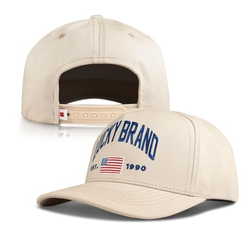 Image of Lucky Brand Snapback Hat | Adjustable | Baseball Cap | Retro | American Heritage | 5 Panel Design | Cotton Canvas