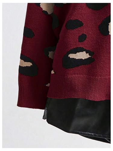 Image of WDIRARA Women's Leopard Tiger Print Cardigan V Neck Long Sleeve Color Block Button Down Sweater Outwear