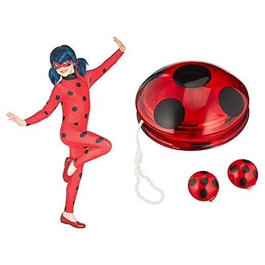 Rubies Disfraz Ladybug Classic, Infantil, Talla S (620794-S) & Miraculous Ladybug - Set YO-YO y las pendientes