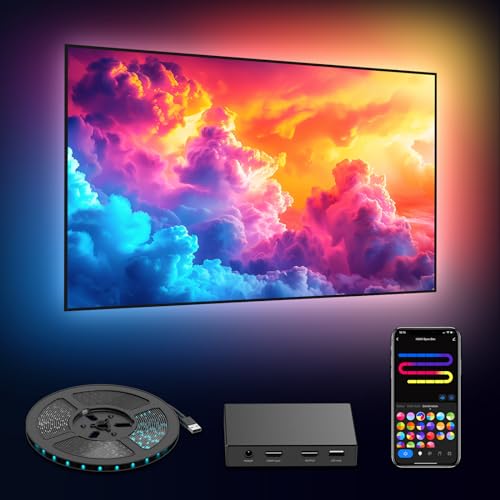 Image of deerdance Smart TV LED Backlight with HDMI2.0 4K60Hz Sync, LED Strip Lights & App Controlled Color Changing for 55-65 inch TVs.