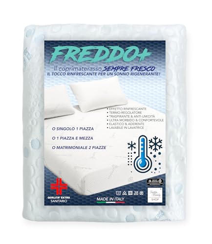 Tex family Cubrecolchón refrescante frío + Ice-Touch, de verano, termorregulador, transpirable, antihumedad, suave, elástico, 1 plaza y media