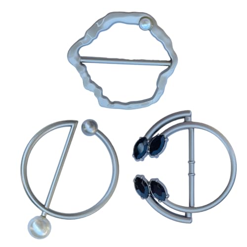 Image of 3 Pack Metal Tshirt Clips and Rings 1.5 Inch Large T-shirt Clip Scarf Ring for Girl Women Tshirt Twist Knot Clip Buckle Circle Clothing Ring Wrap Holder (Gunmetal, Dark Gold)