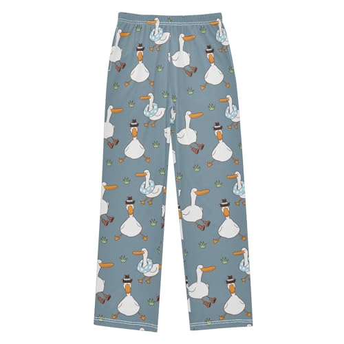 Lovely Duck Boys Long Pants Soft Trousers Elastic Waist Kids Lounge Bottoms with Pockets S-XL