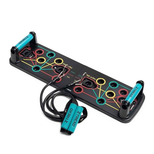 TREXO Liegestützbrett multifunktional in Schwarz Farbcodiertes Push-Up...