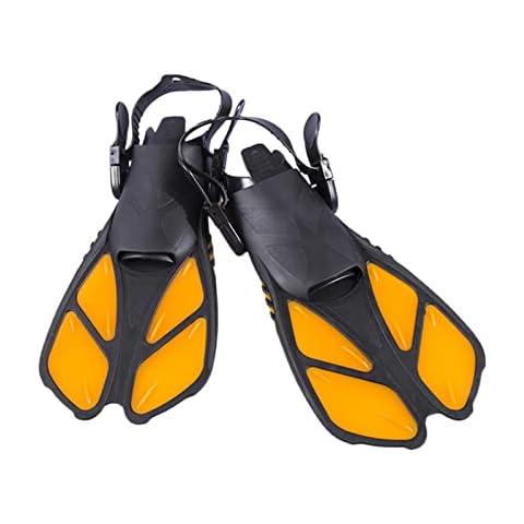 rockible Compact Swimming Flippers, Adjustable Diving Water Sports Scuba Shoes Training for Men Water Aerobics Adult Travel Scuba, Orange, S or MD Cover