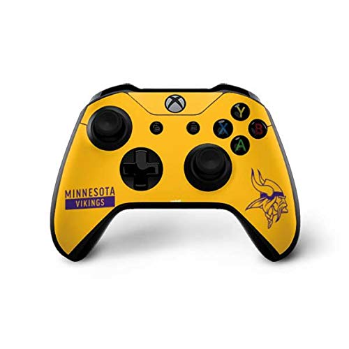 Skinit Decal Gaming Skin compatible with Xbox One X Controller - Officially Licensed NFL Minnesota Vikings Yellow Performance Series Design