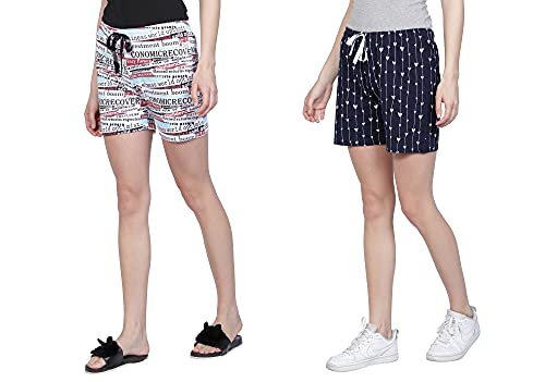 Image of Club A9 Women's Regular Fit Cotton Printed Shorts