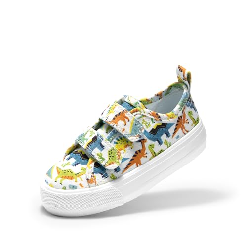 DREAM PAIRS Kids Toddler Sneakers Boys Girls Canvas with Cartoon Dual Hook and Loops for School...
