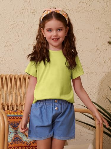 Image of ZDC Girls' Short Sleeve Shirts Kids Crewneck T-Shirts Summer Tops Basic Tees 5-14 Years