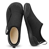 QFH Womens Men Soft Lining Shoes Soft Lining Wide Adjustable Slippers Zero Drop Indoor Outdoor Walking Shoes Black 9 Wide Women/7 Wide Men