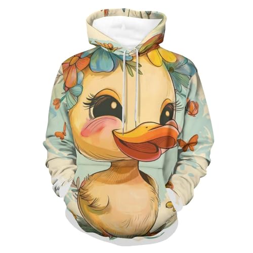 Sweat à capuche fleur canard papillon le pull chaud et confortable