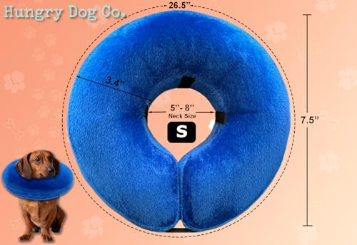 Image of Hungry Dog Co.- Premium Inflatable Dog Collar for Dogs and Cats - Helps in Pet Recovery - Comfortable and Safe for Your Pet - Soft E-Collar - Blue, Small (5 inch- 8 inch Neck)
